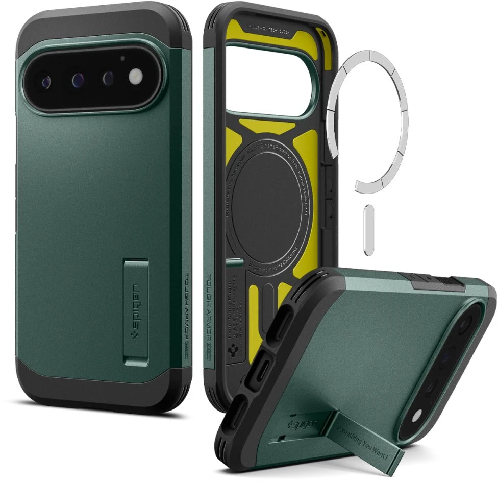 SPIGEN TOUGH ARMOR MAG MAGSAFE DĖKLAS GOOGLE PIXEL 11 PRO ABYSS Žalias