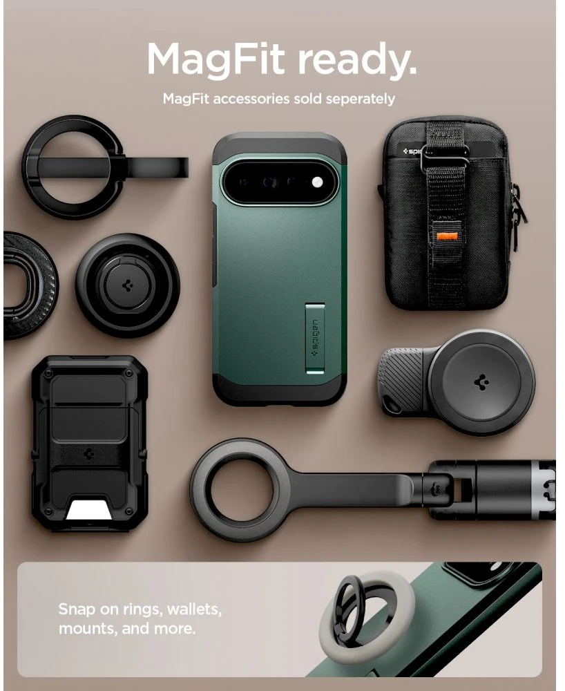 SPIGEN TOUGH ARMOR MAG MAGSAFE DĖKLAS GOOGLE PIXEL 11 PRO ABYSS Žalias
