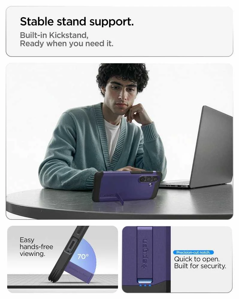 Spigen Tough Armor Mag MagSafe dėklas Samsung Galaxy S26+ Plus pelenų violetinės spalvos