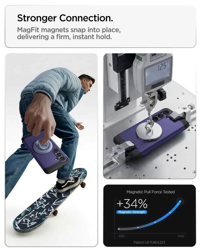 Spigen Tough Armor Mag MagSafe dėklas Samsung Galaxy S26+ Plus pelenų violetinės spalvos