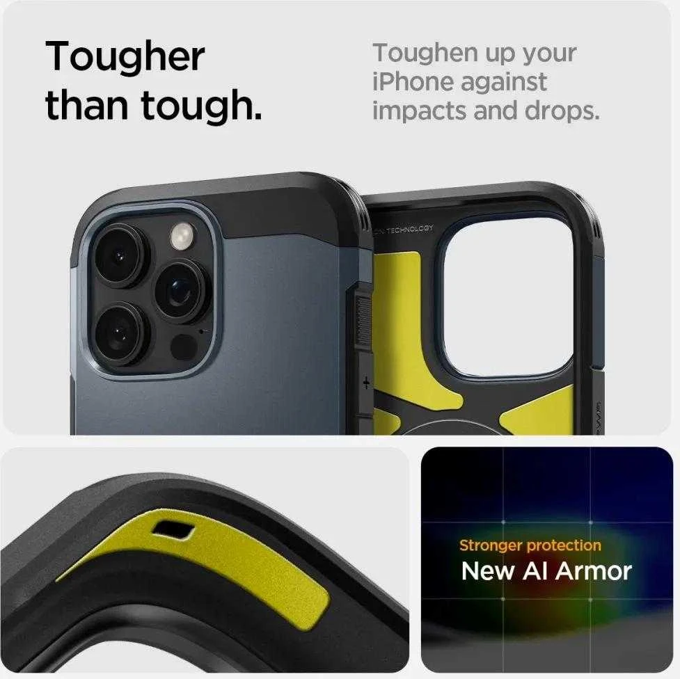 Dėklas „Spigen Tough Armor MagSafe“, metalinis skalūno spalvos – „Apple iPhone 16 Pro“