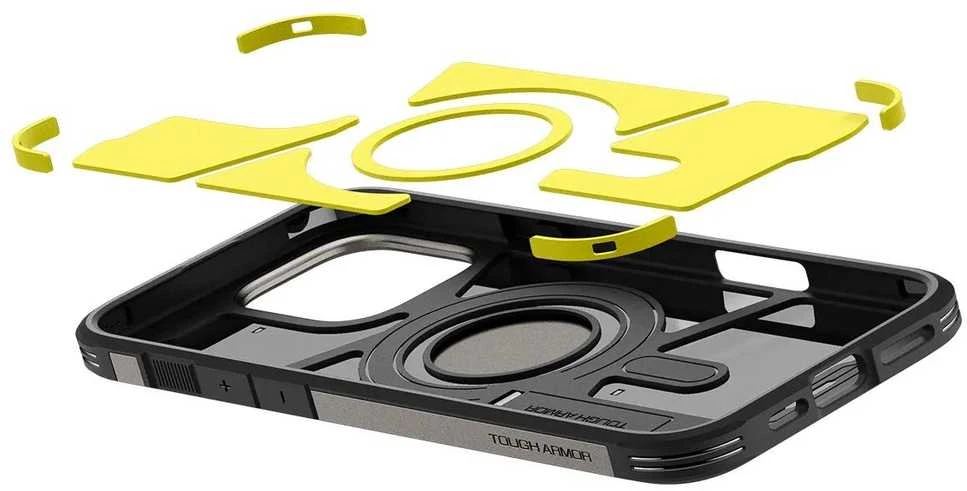 Spigen Tough Armor MagSafe su stoveliu Apple iPhone 16 Pro Max – dėklas telefonui juodos spalvos