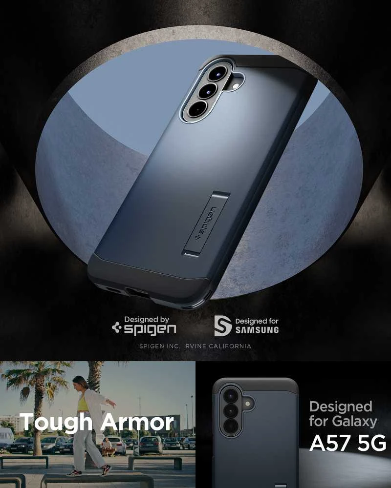 „Spigen Tough Armor Galaxy A57 5G“ metalinis skalūno spalvos dėklas