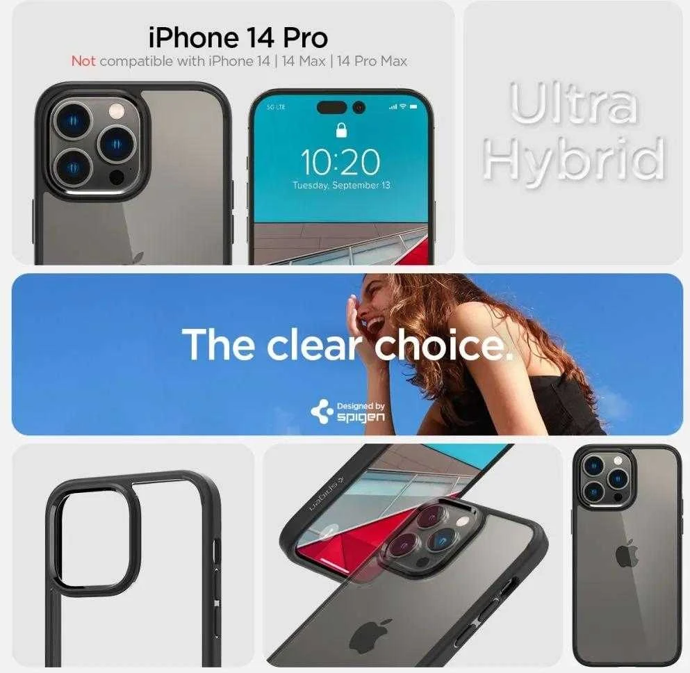 Spigen Ultra Hybrid dėklas skirtas Apple iPhone 14 Pro, spalva - Matte Black