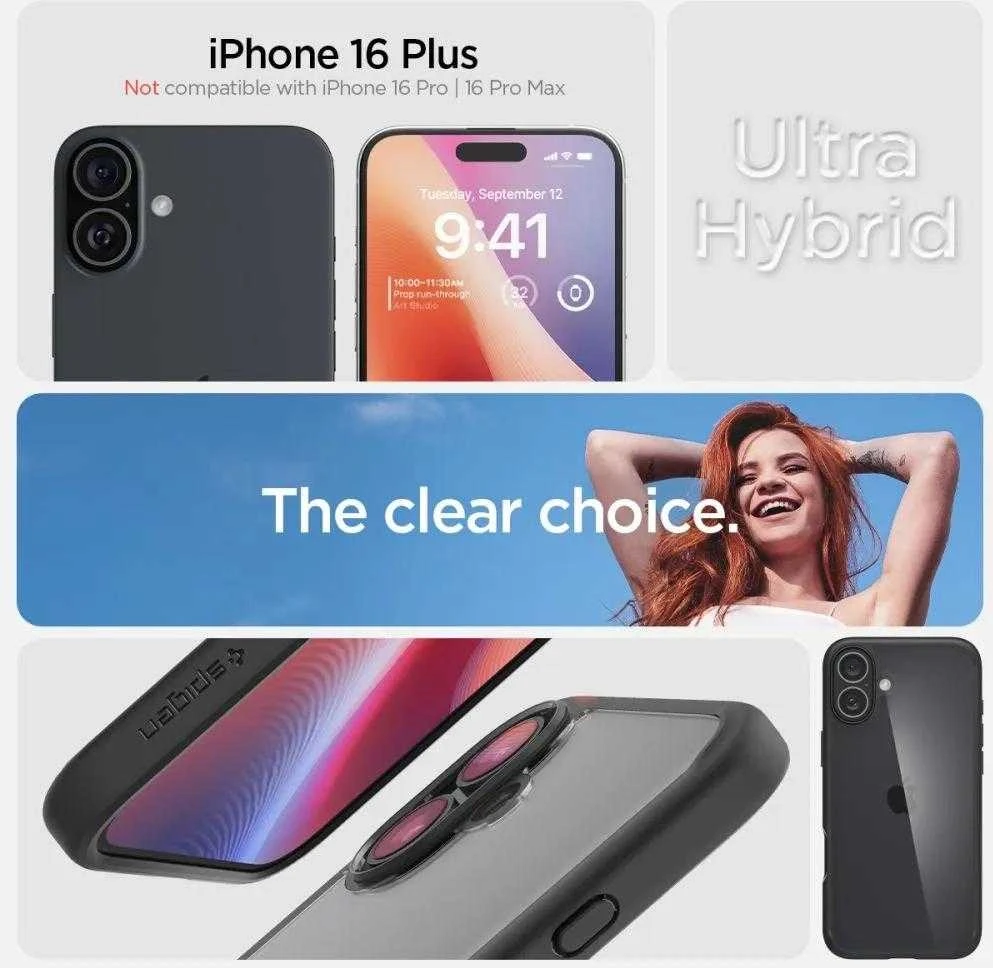 Dėklas Spigen Ultra Hybrid Apple iPhone 16 Plus 6.7″ matte juodos spalvos ACS08072