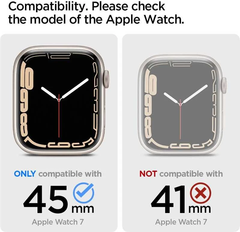 „Spigen Ultra Hybrid“ dėklas, skirtas „Apple Watch 7/8/9“ (45 mm) (kosminis krištolas)