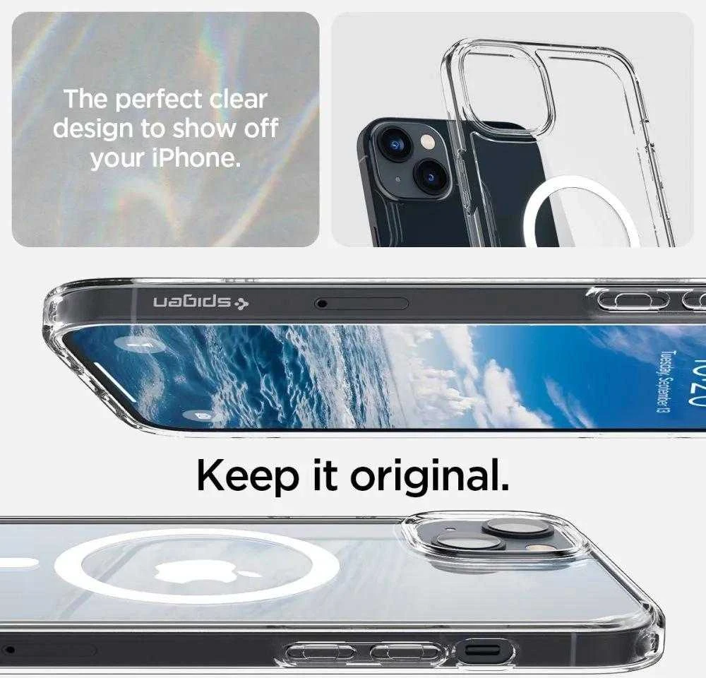 Spigen Ultra Hybrid (MagFit) dėklas skirtas Apple iPhone 14, spalva - Balta