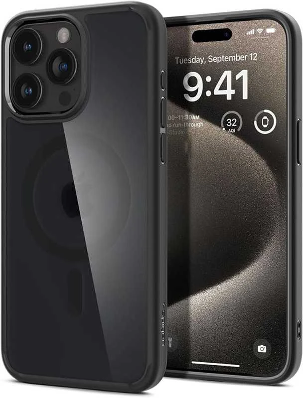 Spigen Ultra Hybrid (MagFit) dėklas skirtas Apple iPhone 15 Pro Max, spalva - Frost Black