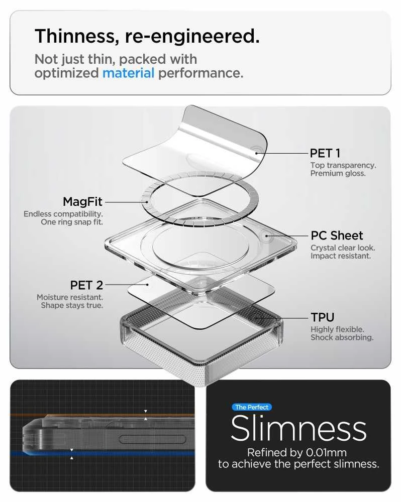 Spigen Ultra Hybrid Mag MagSafe dėklas skirtas Samsung Galaxy S26+ – skaidrus ir mėlynos spalvos