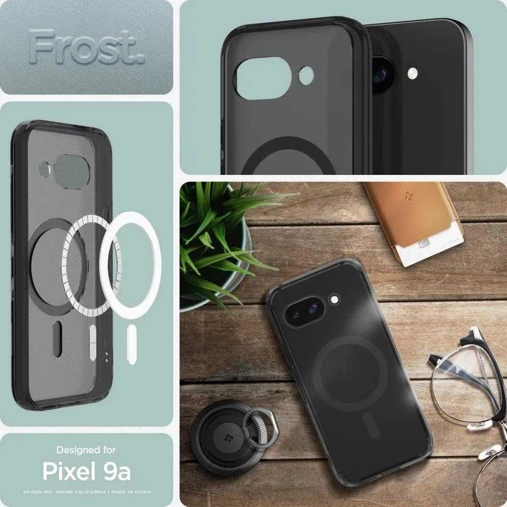 SPIGEN dėklas ULTRA HYBRID MAG suderinamas su MagSafe, skirtas GOOGLE PIXEL 9A frost juodas
