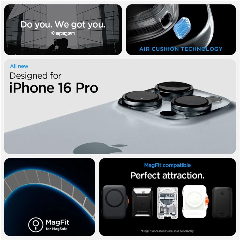 Dėklas „Spigen Ultra Hybrid MagSafe“, natūralaus titano spalvos – „Apple iPhone 16 Pro“
