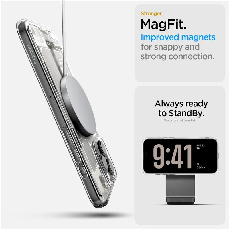 Dėklas „Spigen Ultra Hybrid MagSafe“, natūralaus titano spalvos – „Apple iPhone 16 Pro“