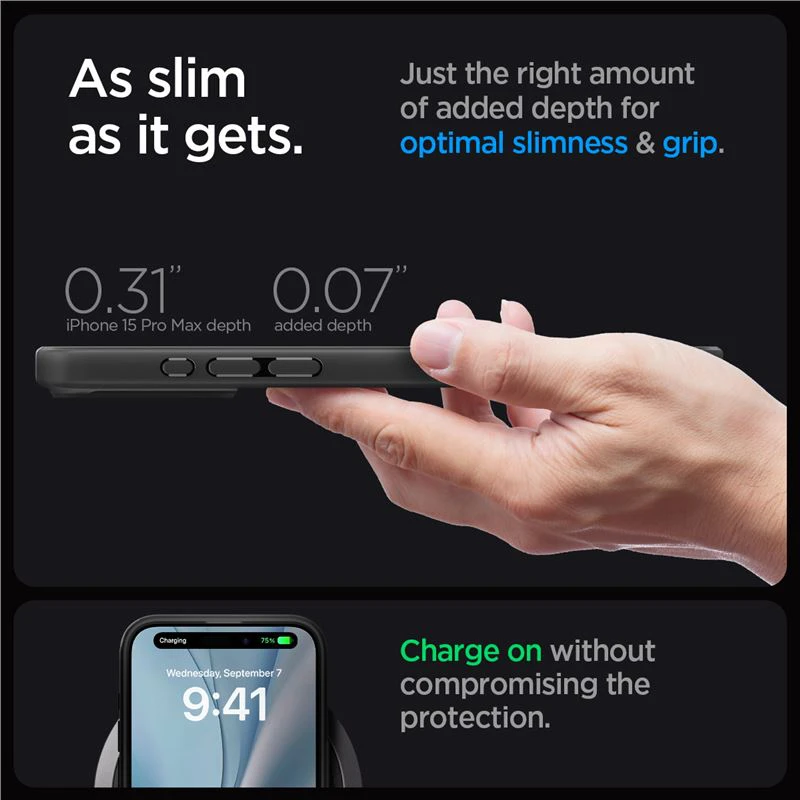 Spigen Ultra Hybrid (MagFit) dėklas skirtas Apple iPhone 15 Pro Max, spalva - Frost Black