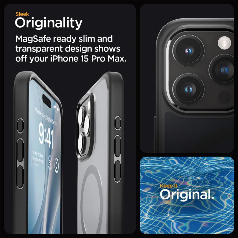 Spigen Ultra Hybrid (MagFit) dėklas skirtas Apple iPhone 15 Pro Max, spalva - Frost Black