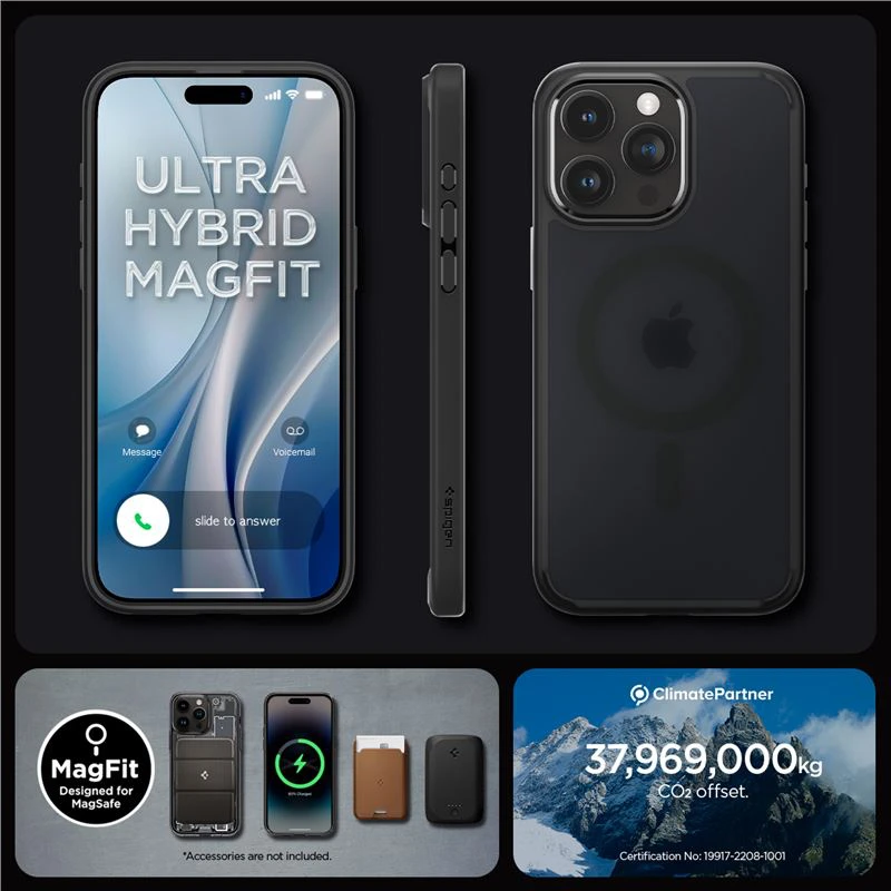 Spigen Ultra Hybrid (MagFit) dėklas skirtas Apple iPhone 15 Pro Max, spalva - Frost Black