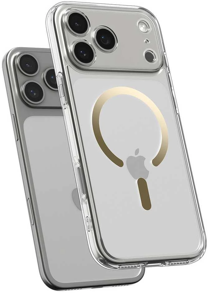 Spigen Ultra Hybrid MagSafe dėklas skirtas Apple iPhone 17 Pro – skaidrus auksos spalvos