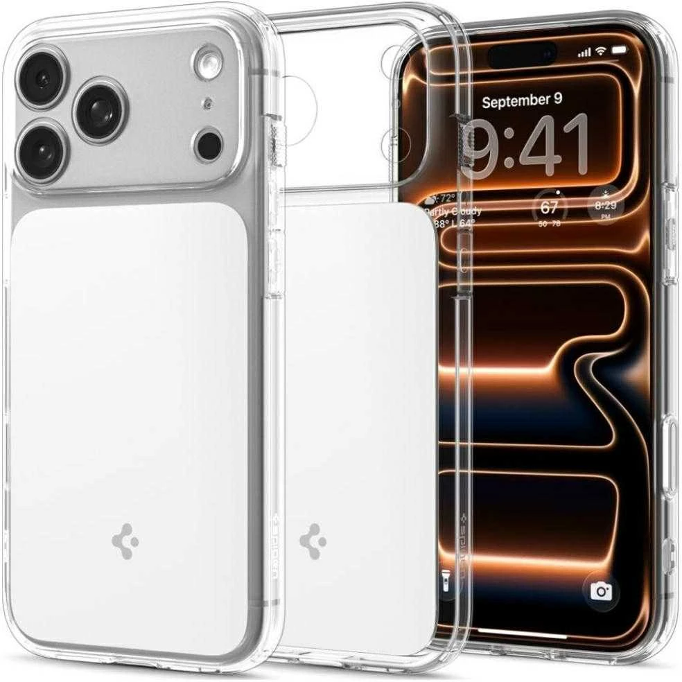 Dėklas „Spigen Ultra Hybrid T MagSafe“, blizgios baltos - iPhone 17 Pro Max