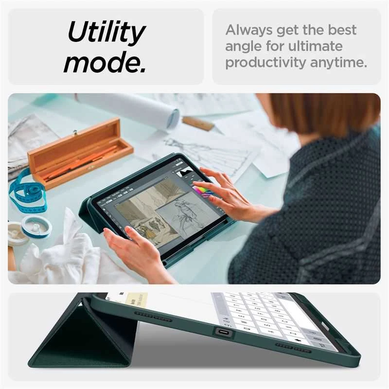Spigen Urban Fit – dėklas skirtas Apple iPad Pro 13 M4, 2024 Midnight Žalias
