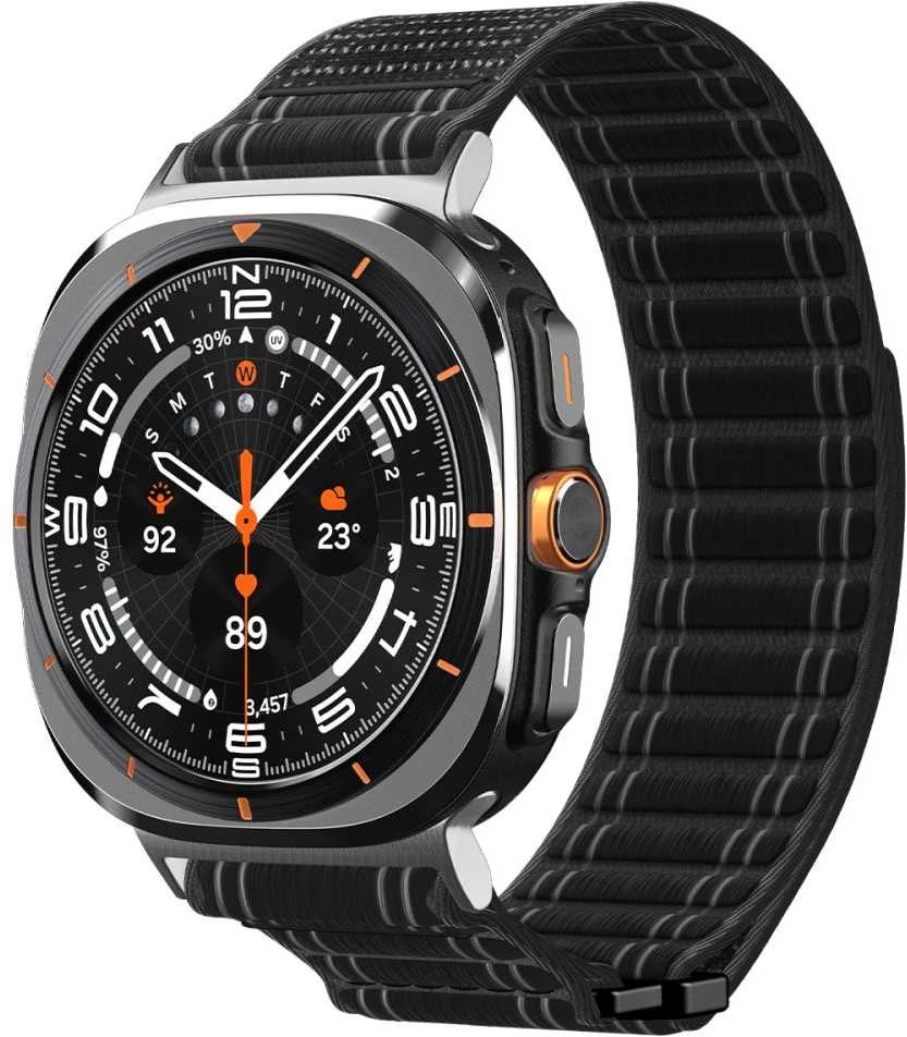 „Spigen Fabric Band“ (su lipduku ir kilpa), juodas - „Samsung Galaxy Watch Ultra 47mm“