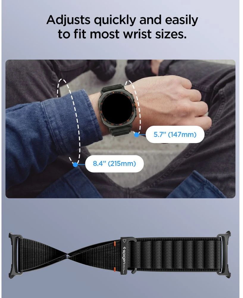 Spigen WBF1 DIRŽELIS Samsung Galaxy WATCH ULTRA 1 / 2 2024-2026 (47 MM) Juodas