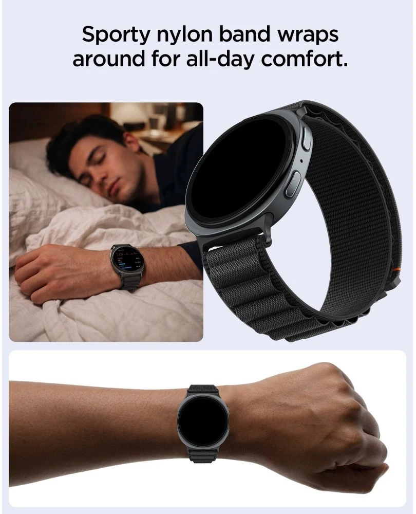Spigen WBF1 DIRŽELIS Samsung Galaxy WATCH 8 / 9 / CLASSIC (40 / 44 / 46 MM) Juodas