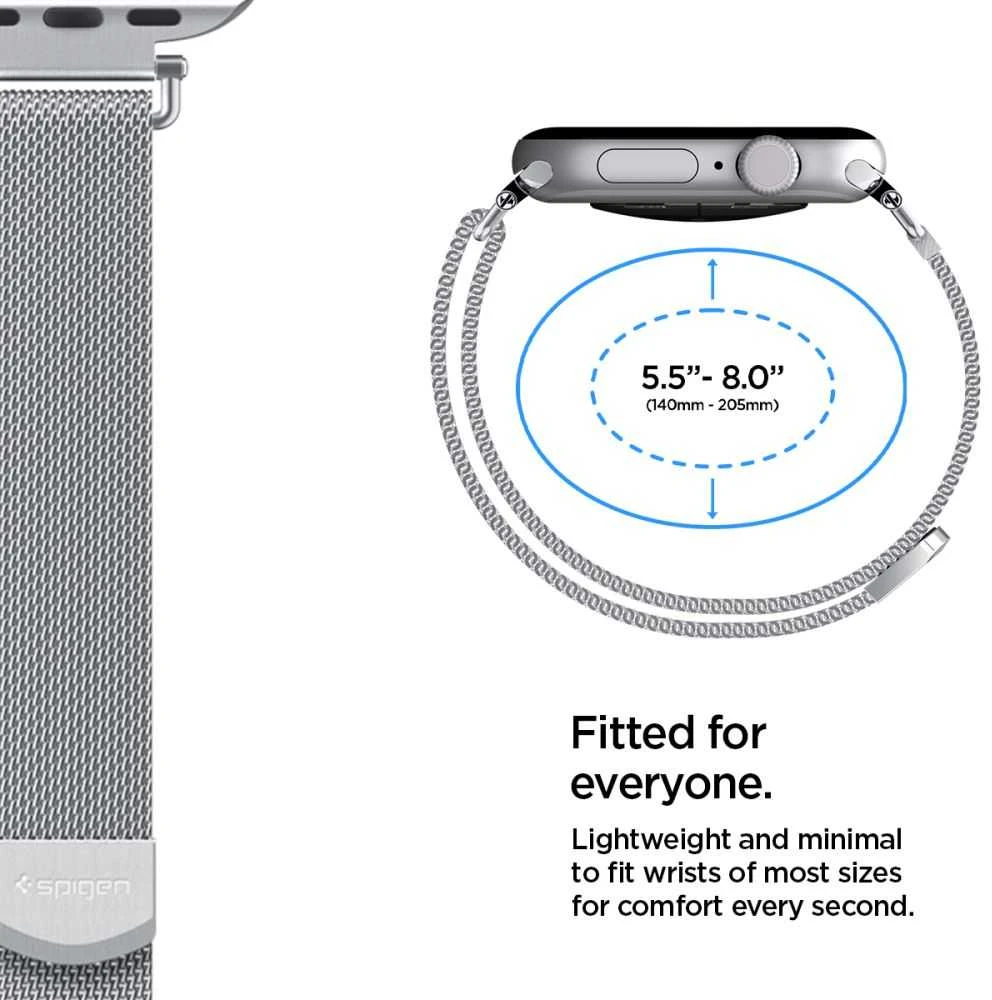 Spigen WBM4 apyrankė Apple Watch 8 / 9 / 10 / 11 / SE (40 / 41 / 42 MM) sidabro spalvos