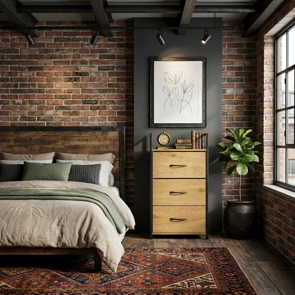 Spintelė su 3 audinio stalčiais ModernHome