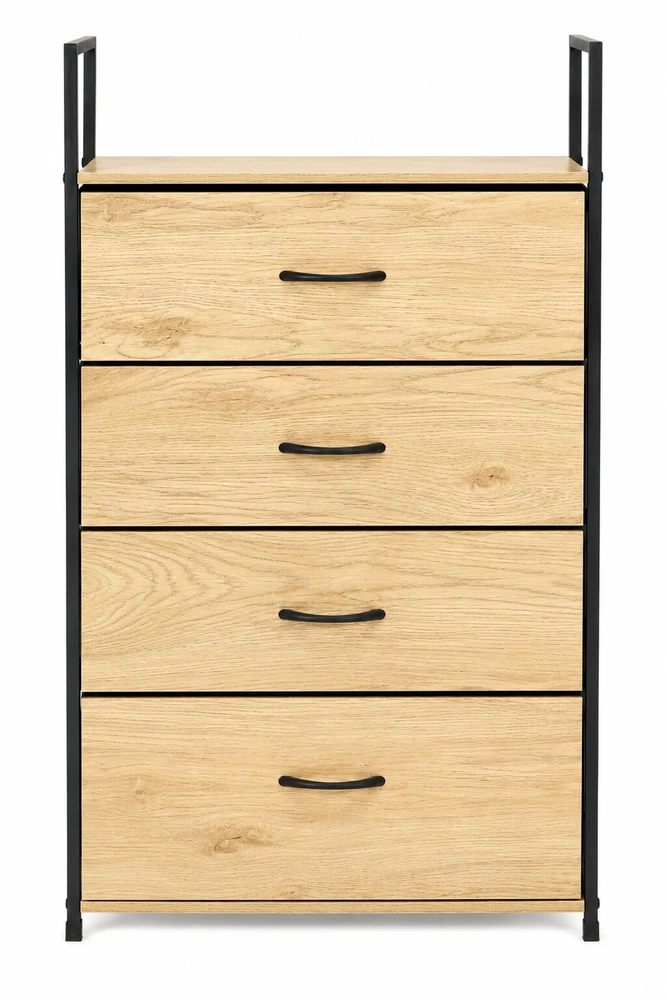 Pastatoma komoda/lentyna su 4 audinio stalčiais ModernHome