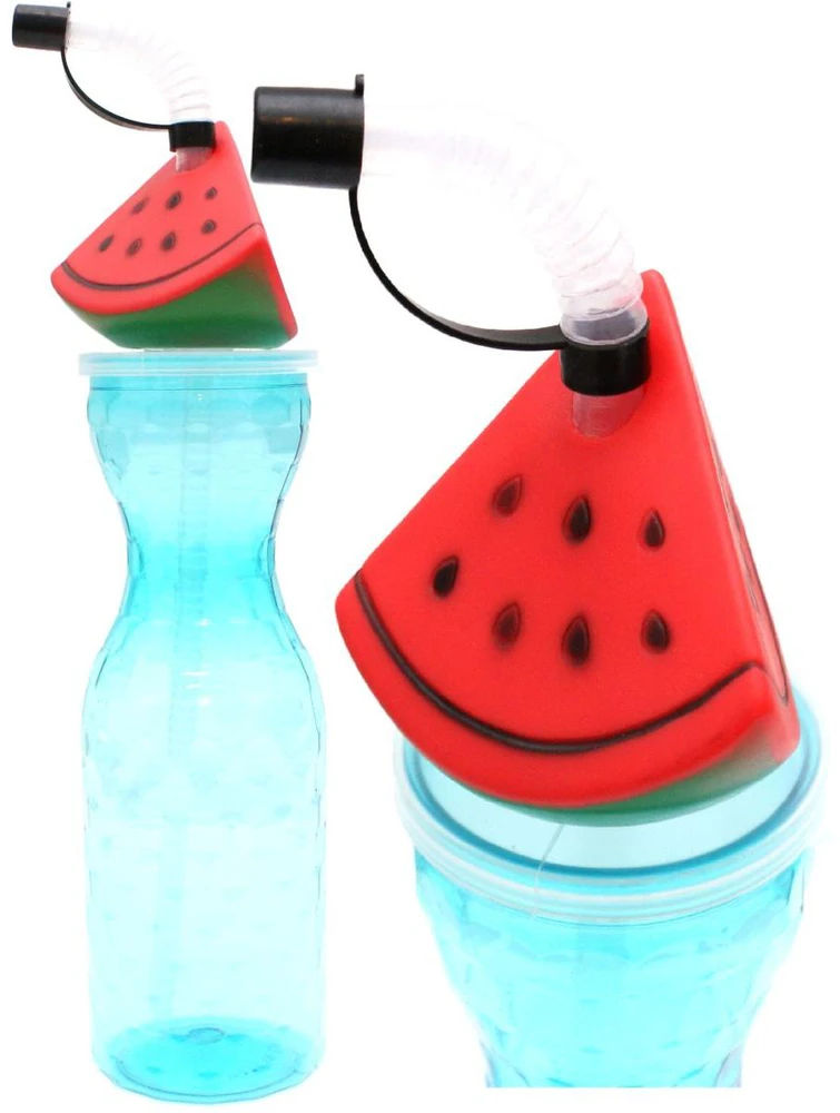 Excellent Houseware Sportinis butelis su šiaudeliu 500ml mėlynas