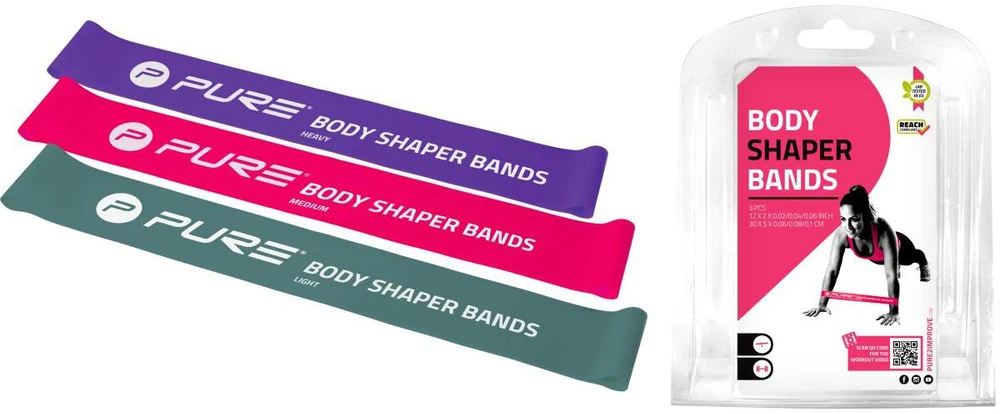 Pure2Improve | Body Shaper Bands, Set of 3 | Žalias, Rožinė and Violetinė