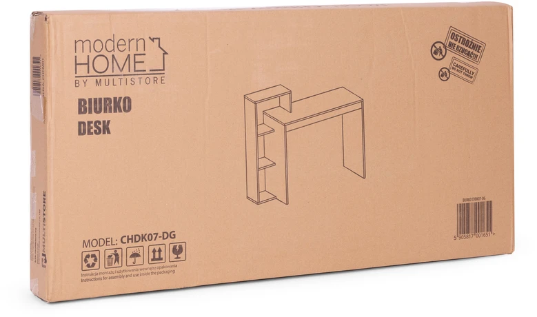 Rašomasis stalas ModernHome, 110x40x75 cm, baltas/pilkas