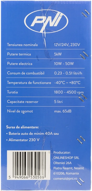 Stacionari automobilinė šildymo sistema PNI WB300 dyzelinė 5kW, 12V, 24V, 230V, 10 galios lygių