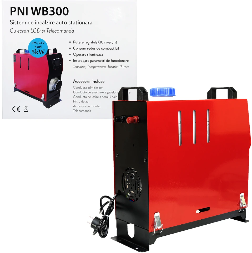 Stacionari automobilinė šildymo sistema PNI WB300 dyzelinė 5kW, 12V, 24V, 230V, 10 galios lygių
