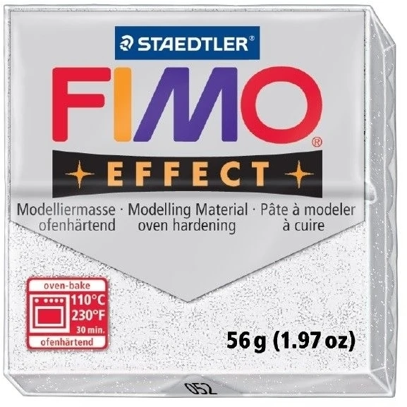 Modelinas Fimo, 56g, baltos su žėručiu spalvos