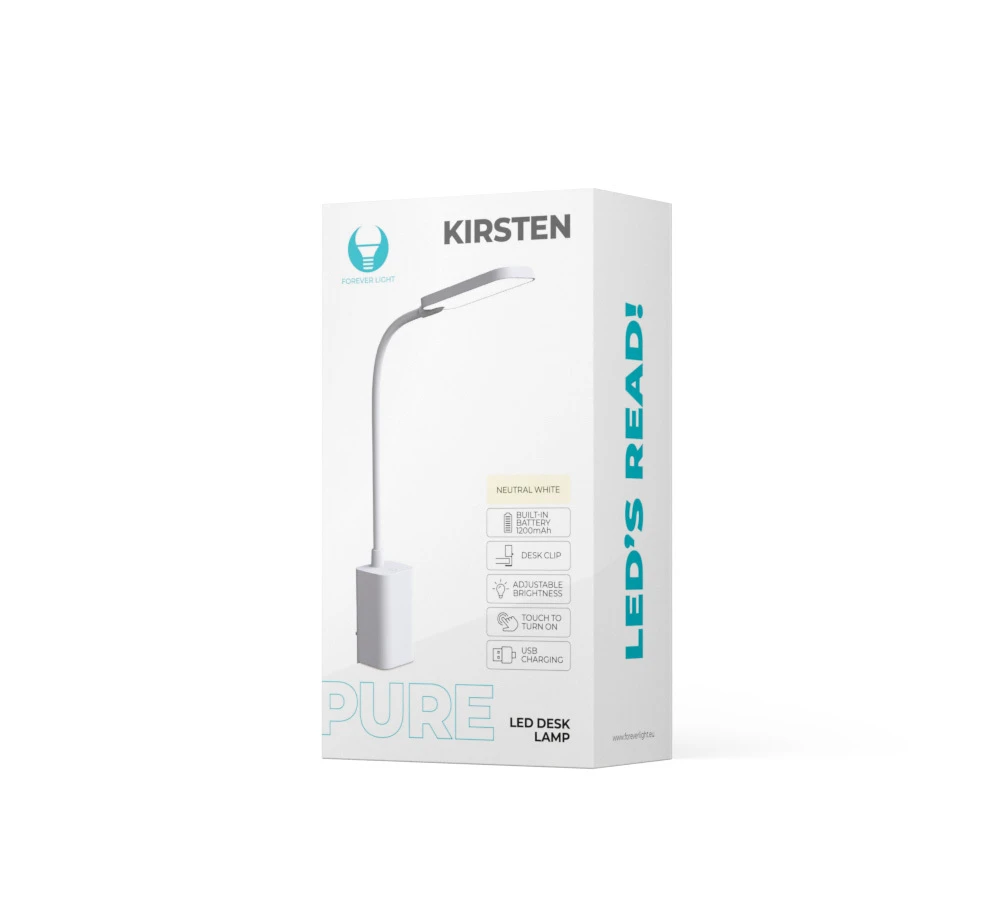 Stalinė LED lempa 6W su spaustuku PURE FLB-10 KIRSTEN balta Forever Light