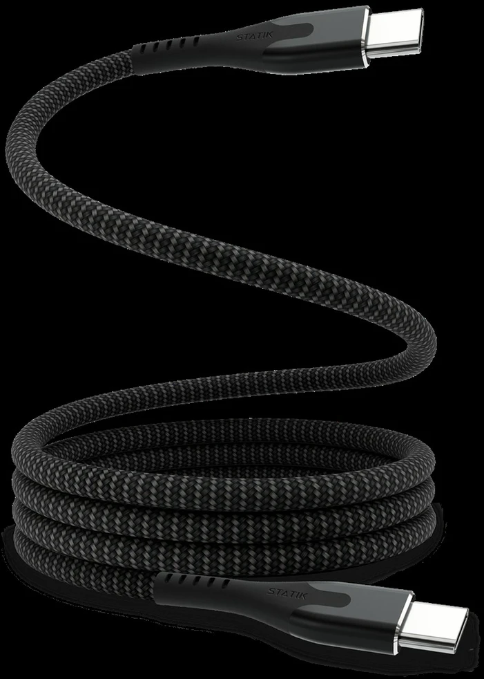 STATIK MagStack Pro, magnetinis laidas, USB-C į USB-C, 2m, Juodas