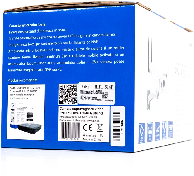 Stebėjimo kamera PNI IP30 live 1.3MP GSM 4G su SIM kortelės lizdu, skirta naudoti lauke ir viduje