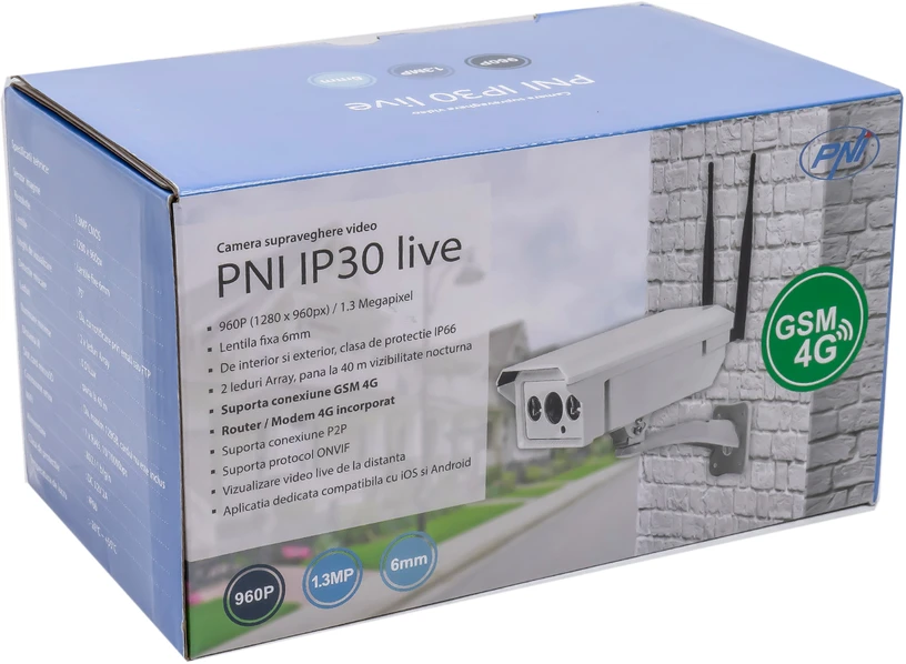 Stebėjimo kamera PNI IP30 live 1.3MP GSM 4G su SIM kortelės lizdu, skirta naudoti lauke ir viduje