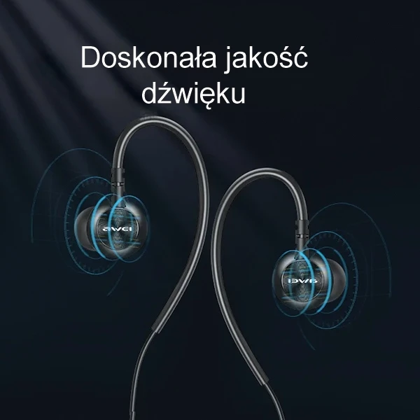 AWEI L3 stereo ausinės 3.5mm jack juodos spalvos