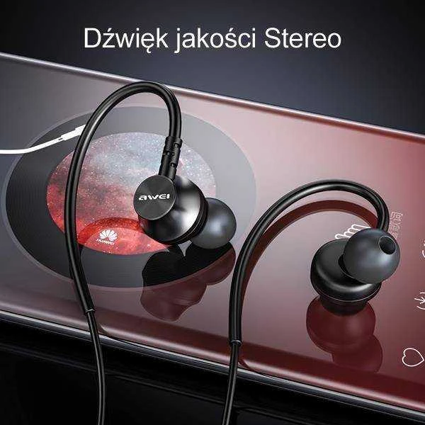 AWEI L3 stereo ausinės 3.5mm jack juodos spalvos