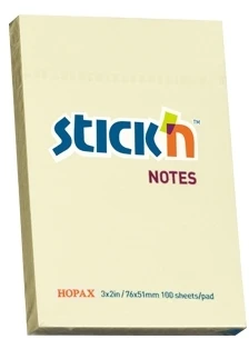 Stickxb4N Lipnūs lapeliai Stick´N 21006, 51x76mm, 100 lapelių, geltonos spalvos