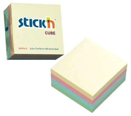 Stickxb4N Lipnūs lapeliai Stick´N 21013, 76x76mm, 400 lapelių, įvairių pastelinių spalvų