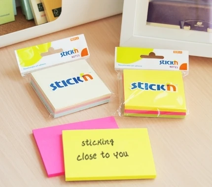 Stickxb4N Lipnūs lapeliai Stick´N 21093, 76x76mm, 3x50 lapelių, 3 neoninės spalvos, blisteryje