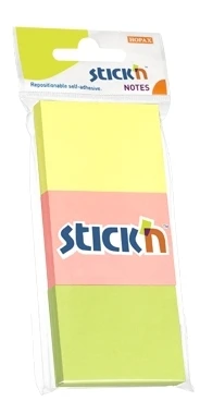 Stickxb4N Lipnūs lapeliai Stick´N 21126, 38x51mm, 3×100 lapelių, 3 neoninės spalvos, blisteryje