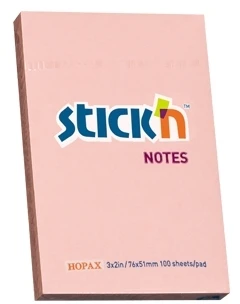 Stickxb4N Lipnūs lapeliai Stick´N 21145, 51x76mm, 100 lapelių, rožinės spalvos