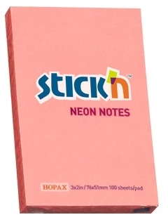 Stickxb4N Lipnūs lapeliai Stick´N 21162, 51x76mm, 100 lapelių,,neoninės rožinės spalvos
