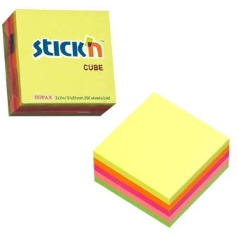 Stickxb4N Lipnūs lapeliai Stick´N 21203, 51x51mm, 5×50 lapelių, 5 ryškios spalvos