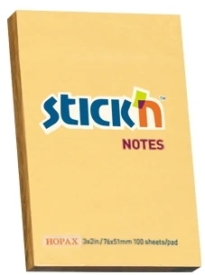 Stickxb4N Lipnūs lapeliai Stick´N 21390, 51x76mm, 100 lapelių, oranžinės spalvos