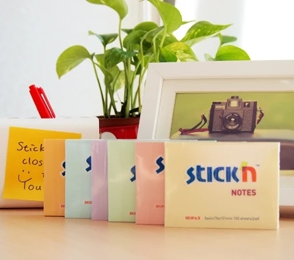 Stickxb4N Lipnūs lapeliai Stick´N 21404, 76x102mm, 100 lapelių, violetinės spalvos
