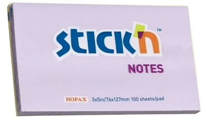 Stickxb4N Lipnūs lapeliai Stick´N 21405, 76x127mm, 100 lapelių, violetinės spalvos